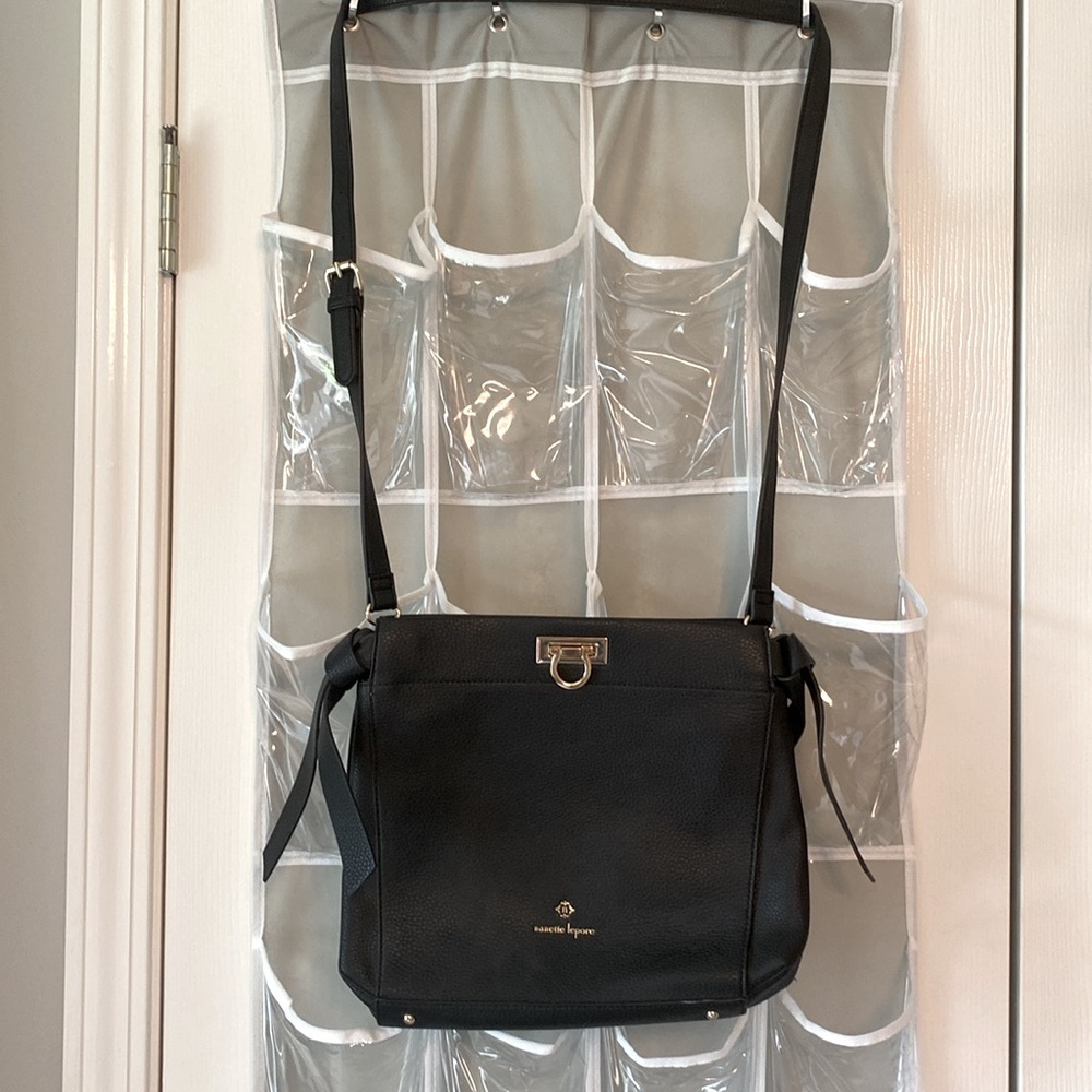 Nanette Lepore Vegan Leather Black Handbag with detachable crossbody strap. - Picture 2 of 8